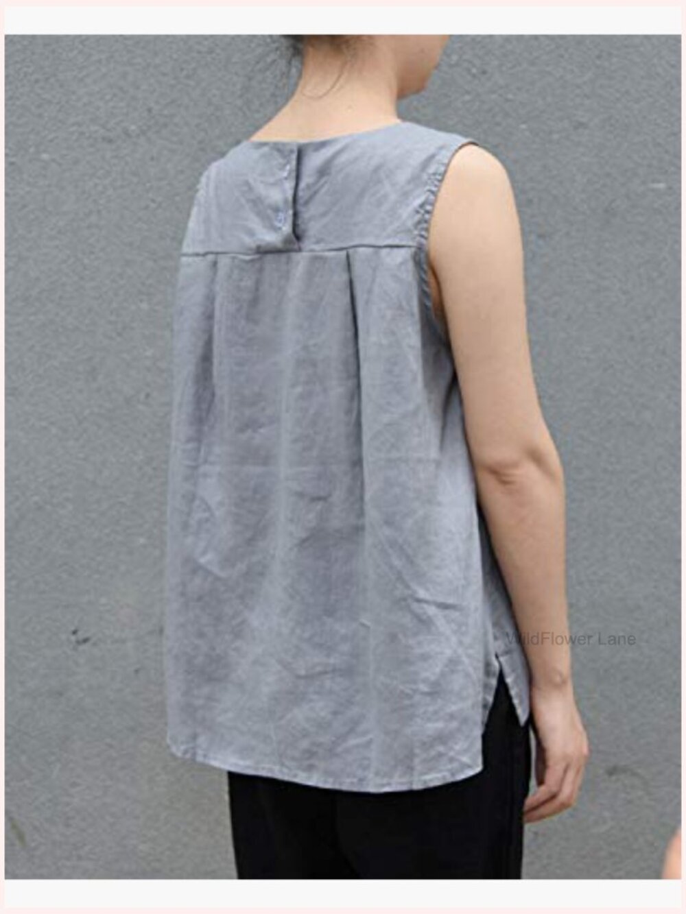 100% Linen Sleeveless Tank Top Summer Casual Blouse - Picture 3 of 5